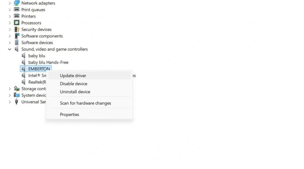 update driver for sound