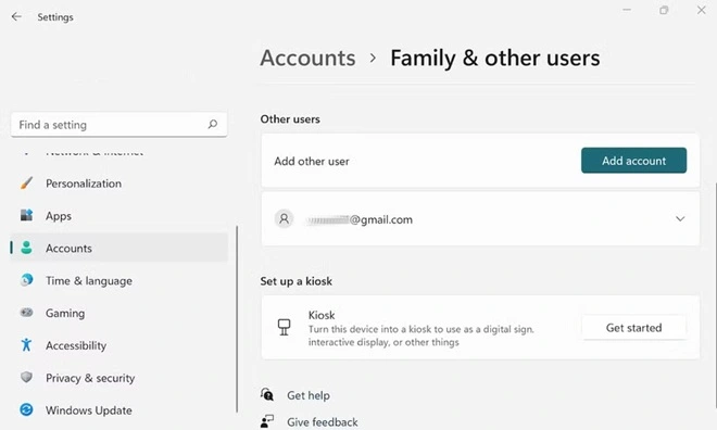 use control panel to switch from local to microsoft