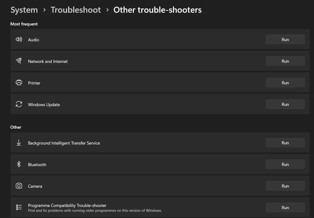 Windows 11 run troubleshooter 