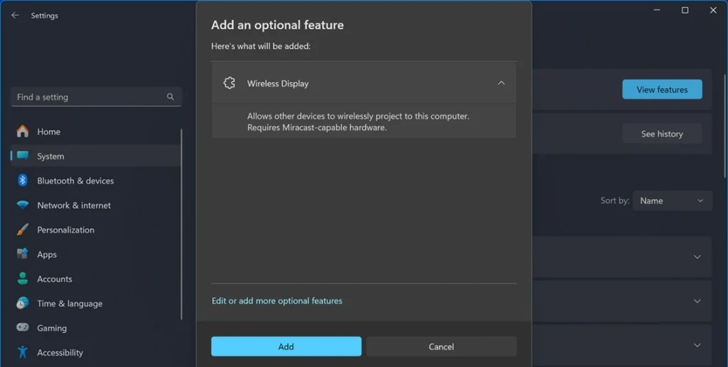 add an optional feature for Windows 11 apps