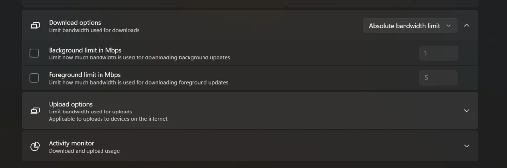 change download options advanced settings