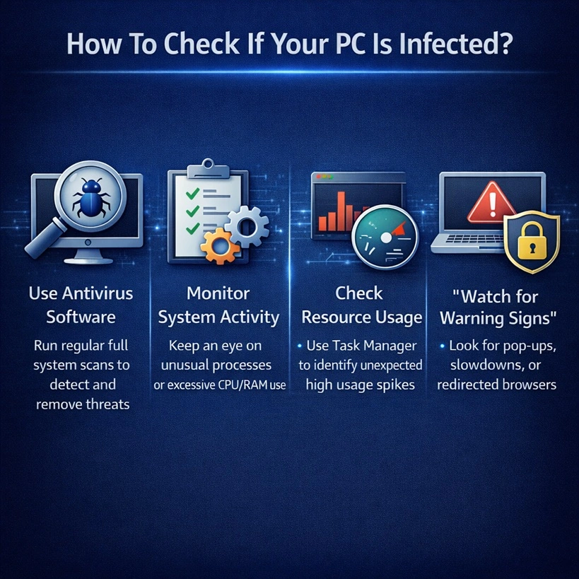 how to check pc is infected