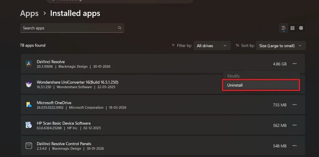 uninstall and reinstall app