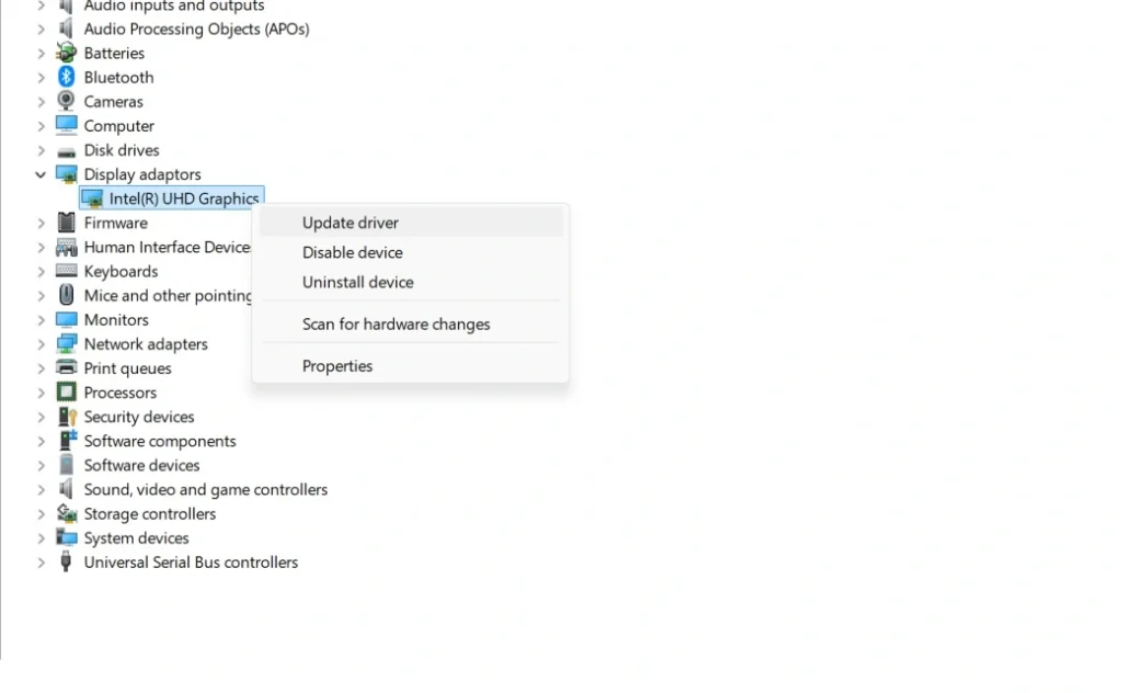 update graphics drivers device manager
