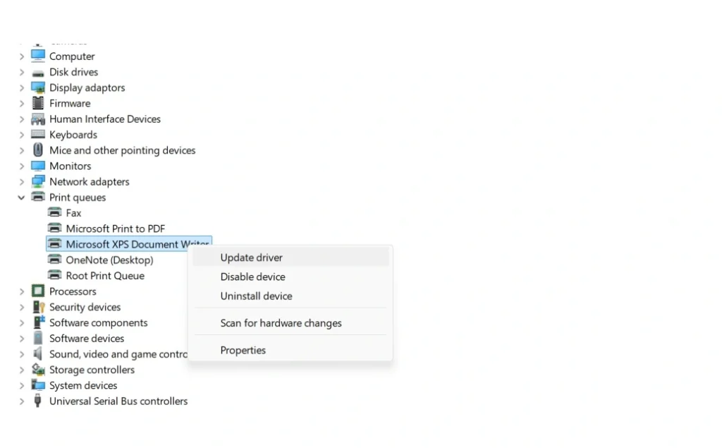 update printer drivers device manager