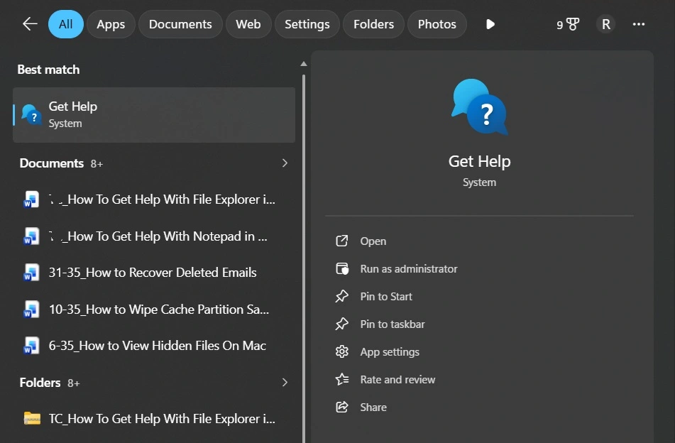 Windows Search get help