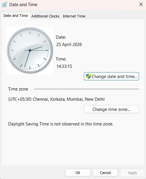 change date and time button