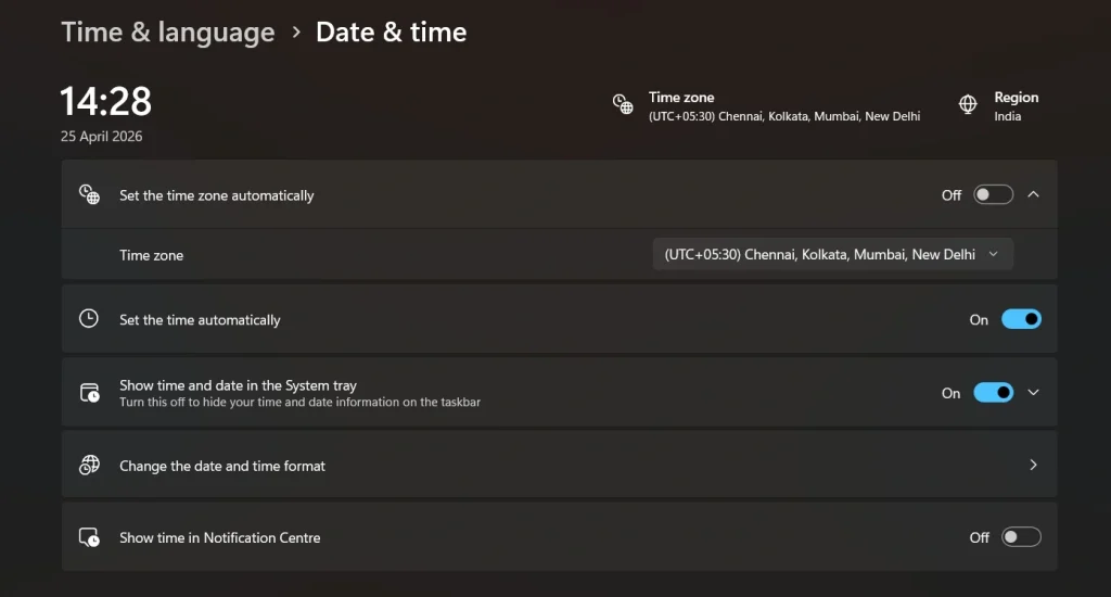 change date and time format