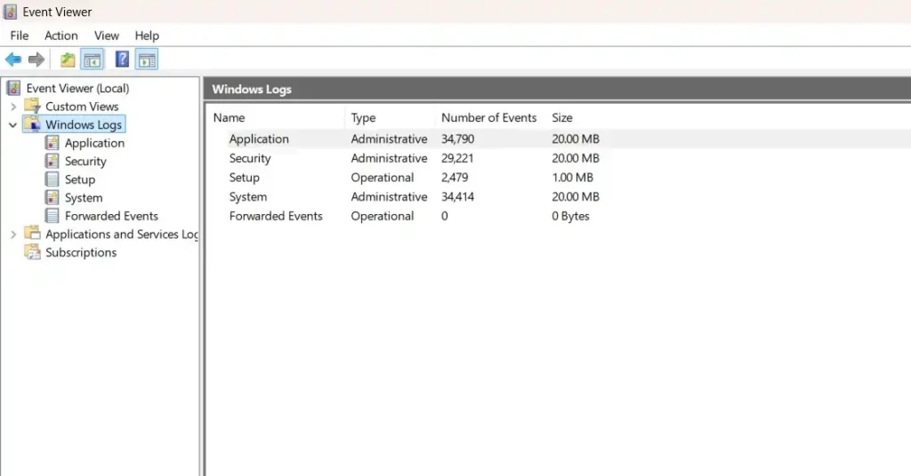 Windows Event Viewer