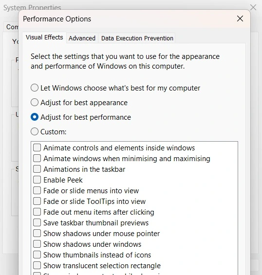 adjust for best performance 