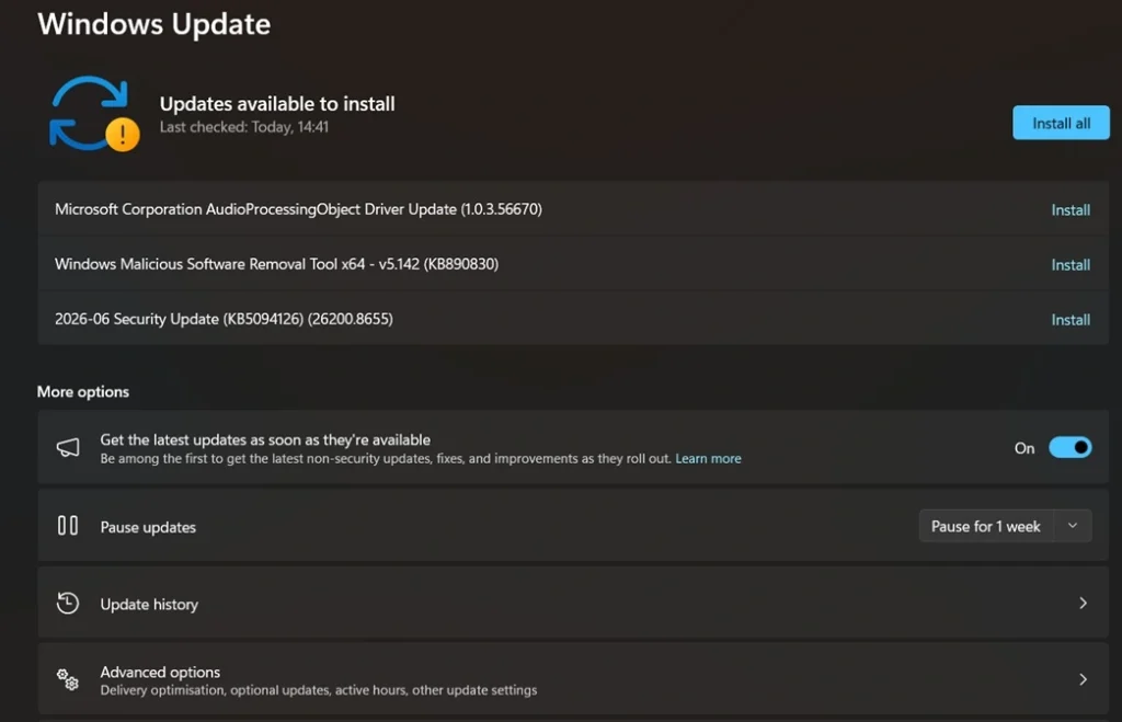 check for Windows updates