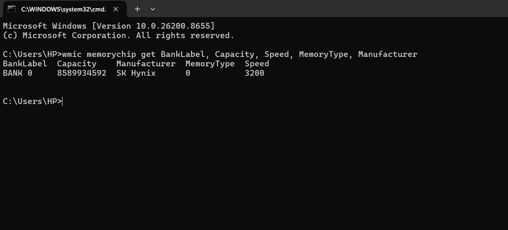 check ram using cmd