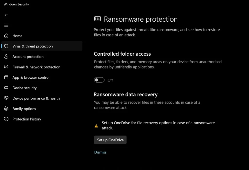 enable controlled folder access