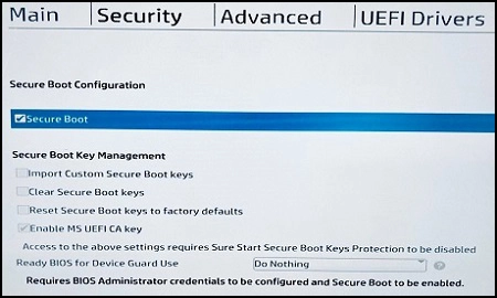 enable secure boot