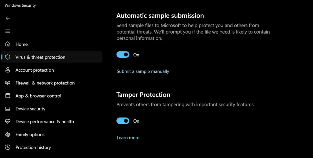 enable tamper protection