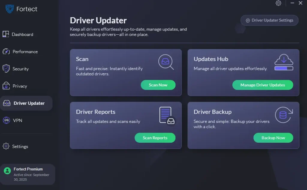 fortect driver updater backup drivers