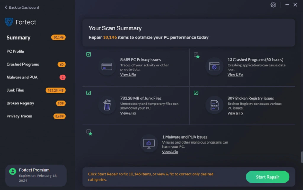 fortect driver updater start repair