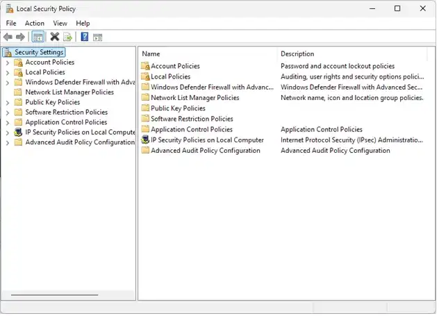 local security policies windows pc