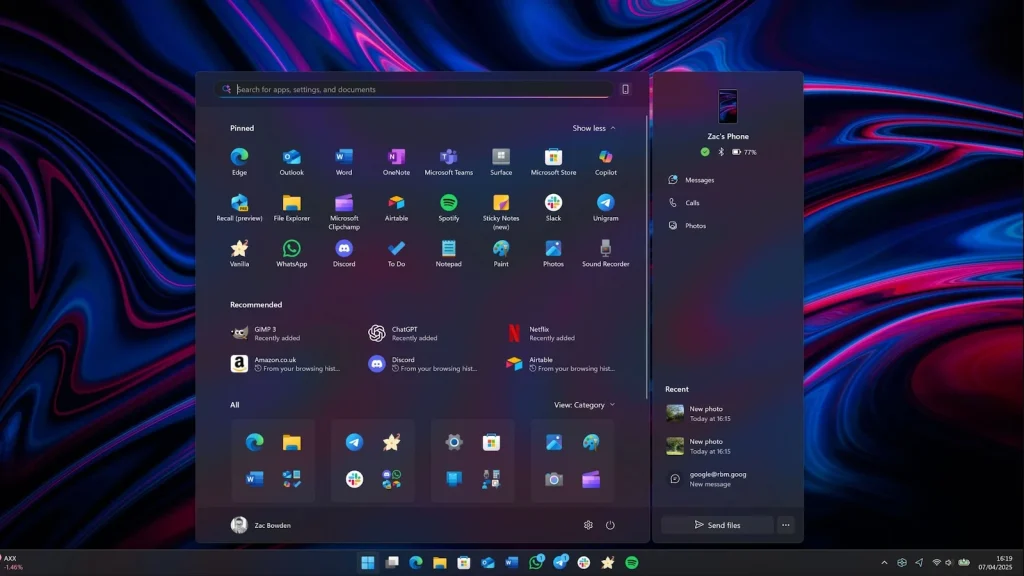 new start menu windows pc