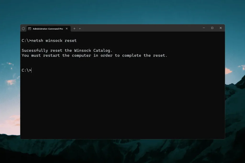 reset wifi adapter via cmd