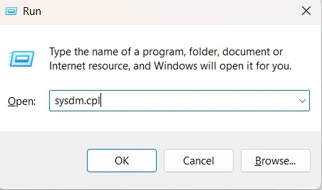 run dialog box open settings