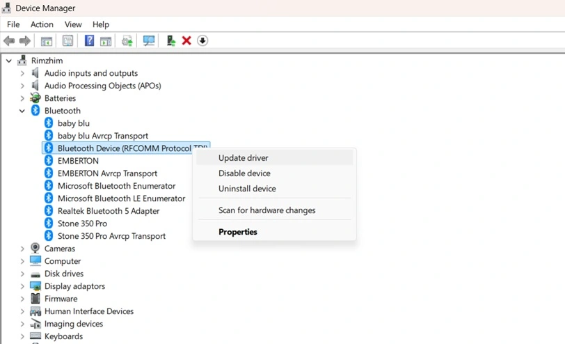 update bluetooth driver