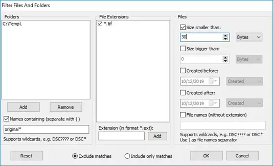 duplicate file finder pro exclude list