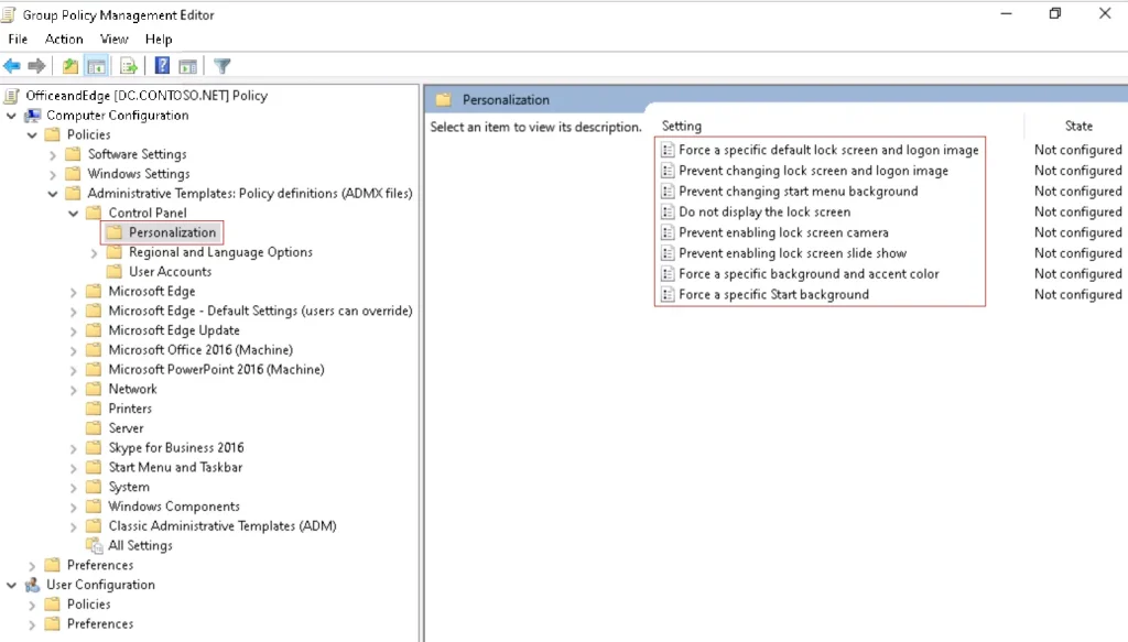 customize screen saver settings via group policy