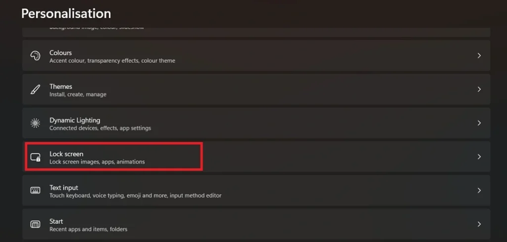 windows pc open lock screen settings