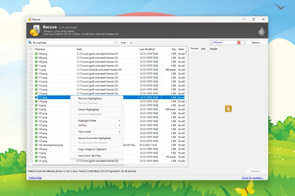 recover deleted files using recuva