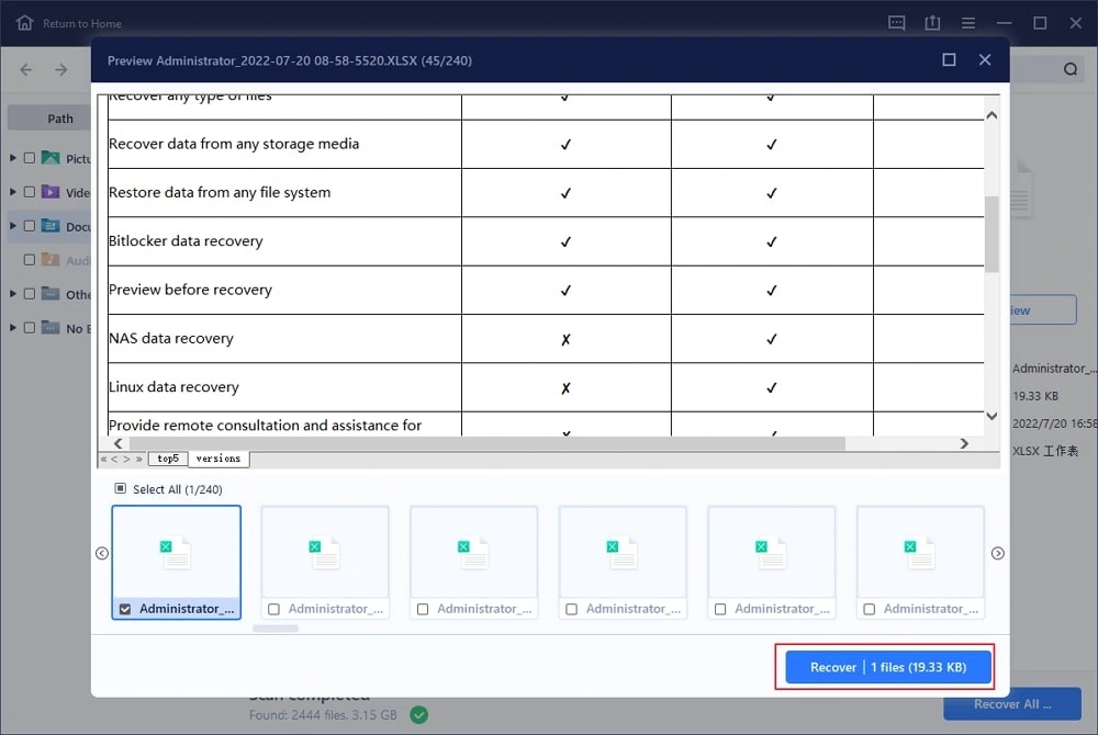 recover files on other drive
