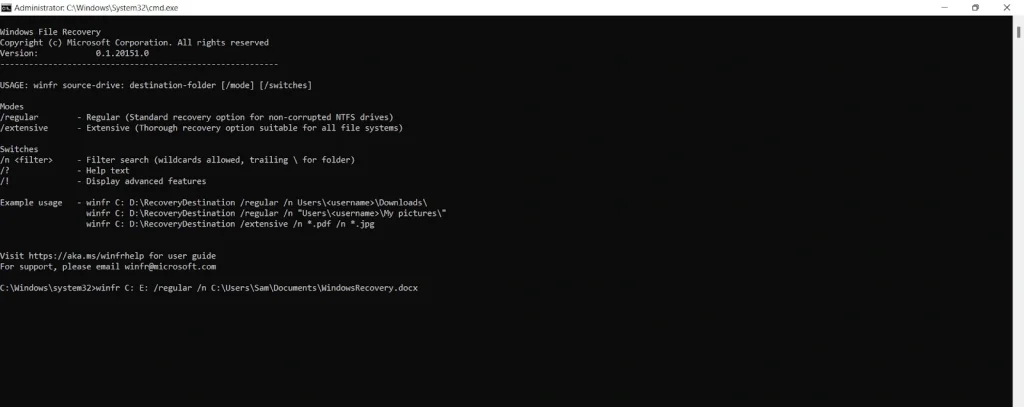use windows file recovery