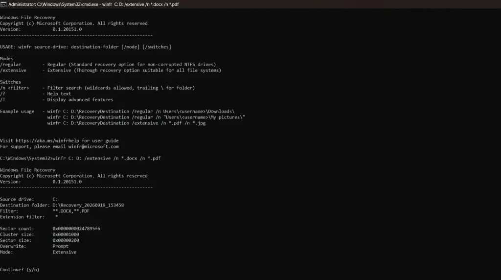 use windows file recovery