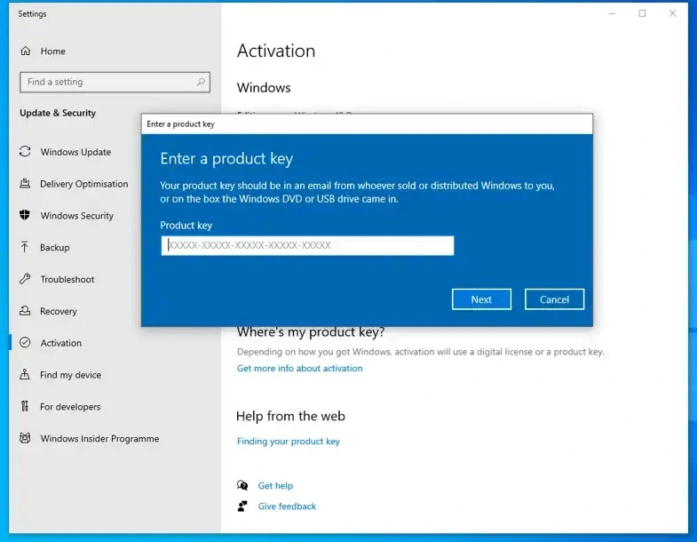 activate windows 10 product key