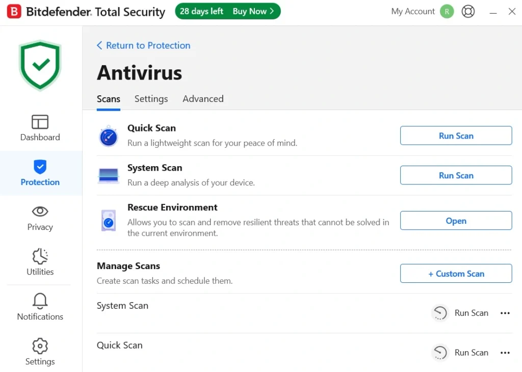 bitdefender real time protection