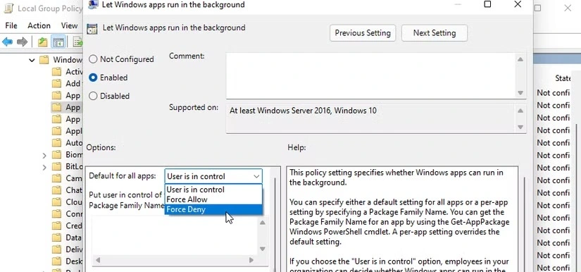 disable background apps via group policy