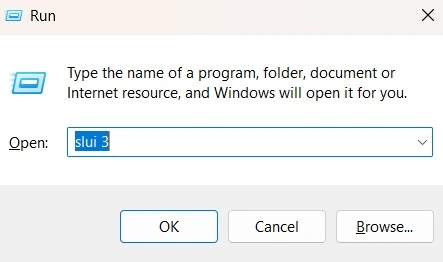 use slui3 command